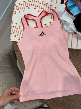 adidas Light Pink Womens Racerback Tank with Dark Pink Straps